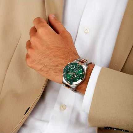 Orologio da uomo Maserati Competizione cronografo bicolore in acciaio inossidabile quadrante verde al quarzo R8873600004 100M
