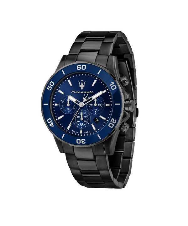 Orologio da uomo Maserati Competizione cronografo in acciaio inossidabile quadrante blu al quarzo R8873600005 100M