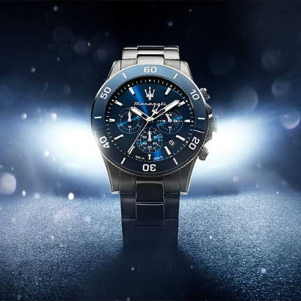 Orologio da uomo Maserati Competizione cronografo in acciaio inossidabile quadrante blu al quarzo R8873600005 100M
