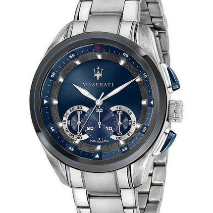 Orologio da uomo Maserati Traguardo cronografo in acciaio inossidabile quadrante blu al quarzo R8873612014 100M