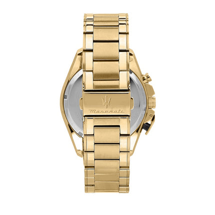 Orologio da uomo Maserati Traguardo cronografo tono oro acciaio inossidabile quadrante nero quarzo R8873612041 100M