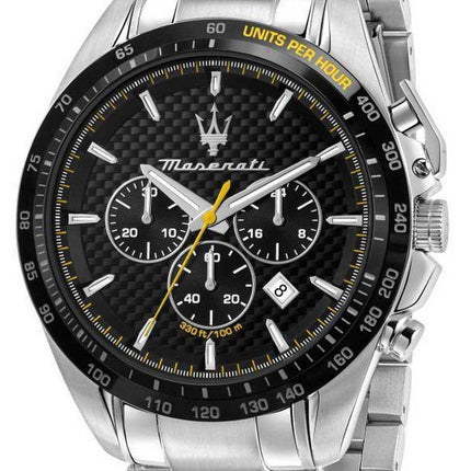 Maserati Traguardo cronografo quadrante nero in acciaio inossidabile al quarzo R8873612042 100M orologio da uomo