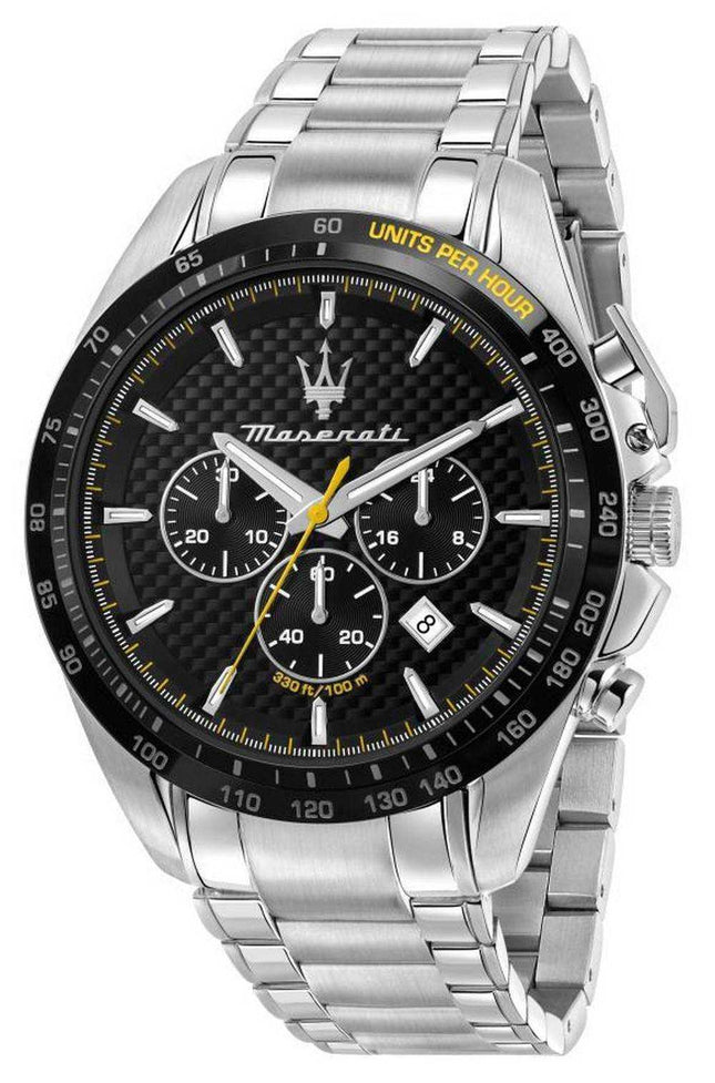 Maserati Traguardo cronografo quadrante nero in acciaio inossidabile al quarzo R8873612042 100M orologio da uomo