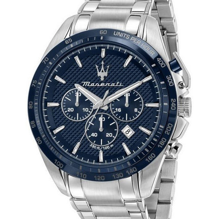 Orologio da uomo Maserati Traguardo cronografo in acciaio inossidabile quadrante blu al quarzo R8873612043 100M