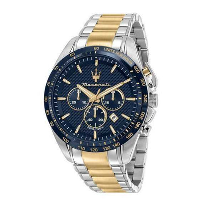 Orologio da uomo Maserati Traguardo in edizione limitata cronografo bicolore in acciaio inossidabile quadrante blu al quarzo R88