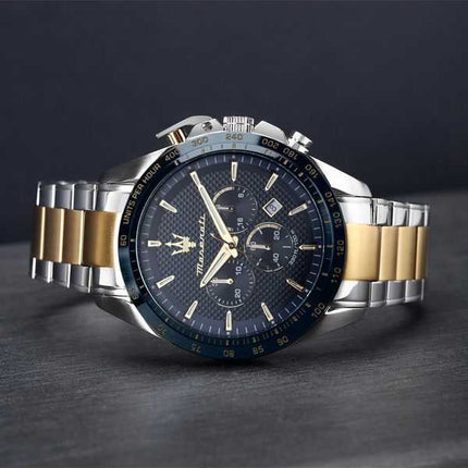 Orologio da uomo Maserati Traguardo in edizione limitata cronografo bicolore in acciaio inossidabile quadrante blu al quarzo R88