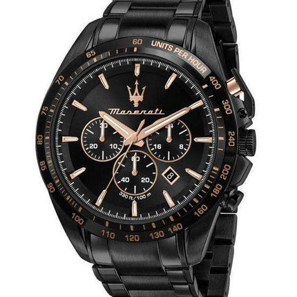 Orologio da uomo Maserati Traguardo cronografo in acciaio inossidabile quadrante nero al quarzo R8873612048 100M