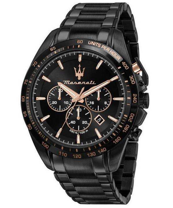 Orologio da uomo Maserati Traguardo cronografo in acciaio inossidabile quadrante nero al quarzo R8873612048 100M