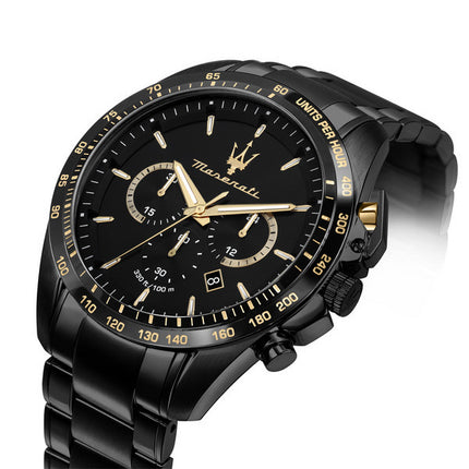 Orologio da uomo Maserati Traguardo in edizione limitata cronografo in acciaio inossidabile quadrante nero al quarzo R8873612051