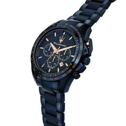 Orologio da uomo Maserati Traguardo Sport Cronografo in acciaio inossidabile quadrante blu al quarzo R8873612054 100M