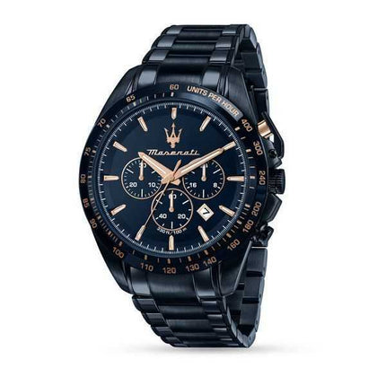 Orologio da uomo Maserati Traguardo Sport Cronografo in acciaio inossidabile quadrante blu al quarzo R8873612054 100M