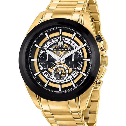 Maserati Traguardo Cronografo Oro Acciaio Inossidabile Quadrante Scheletrato Multicolore Quarzo R8873612058 Orologio da Uomo 100M