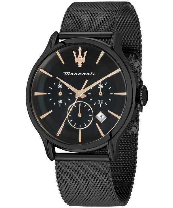 Orologio da uomo Maserati Epoca cronografo in acciaio inossidabile quadrante nero al quarzo R8873618013 100M