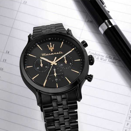 Orologio da uomo Maserati Epoca edizione limitata cronografo in acciaio inossidabile quadrante nero al quarzo R8873618020 100M