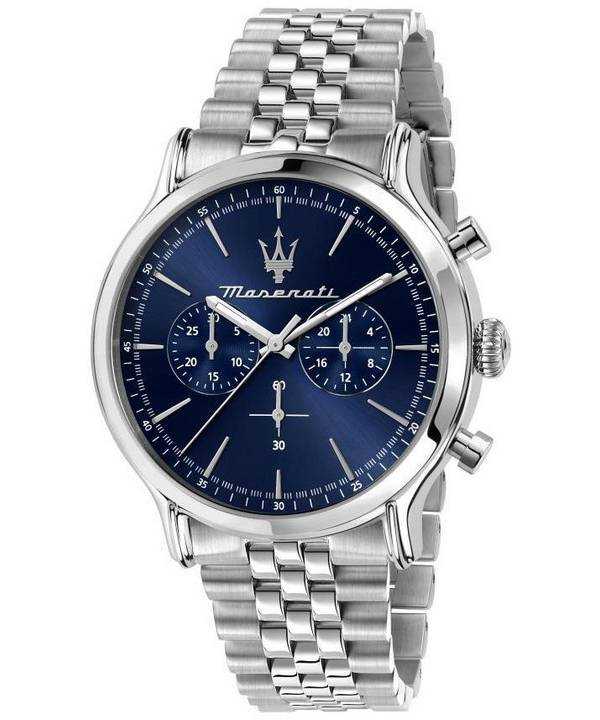 Orologio da uomo Maserati Epoca cronografo in acciaio inossidabile quadrante blu al quarzo R8873618024 100M