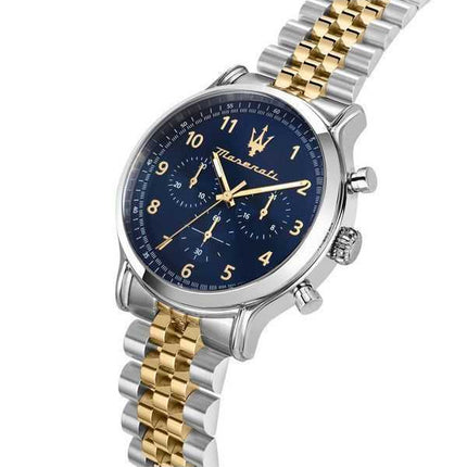 Orologio da uomo Maserati Epoca in edizione limitata, cronografo bicolore in acciaio inossidabile, quadrante blu, quarzo R887361