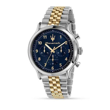 Orologio da uomo Maserati Epoca in edizione limitata, cronografo bicolore in acciaio inossidabile, quadrante blu, quarzo R887361