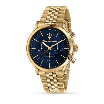 Orologio da uomo Maserati Epoca in edizione limitata cronografo tono oro inossidabile quadrante blu al quarzo R8873618031 100M