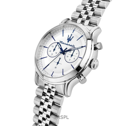 Maserati Epoca Cronografo Acciaio Inox Quadrante Bianco Quarzo R8873618034 100M Orologio da Uomo