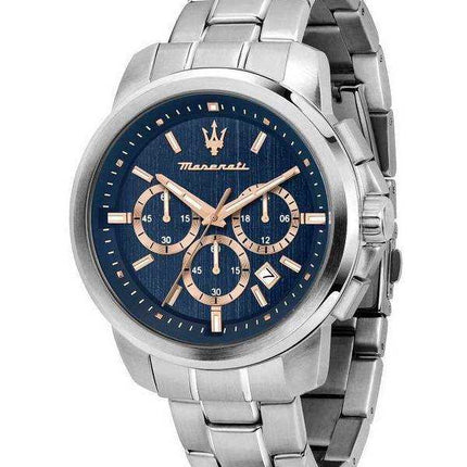 Orologio da uomo Maserati Successo Cronografo in acciaio inossidabile con quadrante blu al quarzo R8873621037