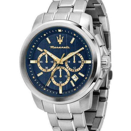 Orologio da uomo Maserati Successo Cronografo in acciaio inossidabile con quadrante blu al quarzo R8873621038