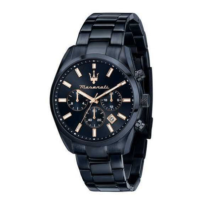 Orologio da uomo Maserati Attrazione cronografo in acciaio inossidabile blu navy quadrante multifunzione al quarzo R8873626003