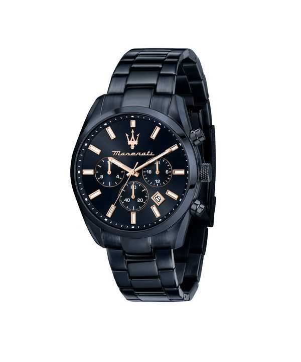 Orologio da uomo Maserati Attrazione cronografo in acciaio inossidabile blu navy quadrante multifunzione al quarzo R8873626003