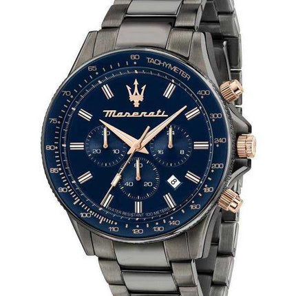 Orologio da uomo Maserati Sfida cronografo in acciaio inossidabile con quadrante blu al quarzo R8873640001 100M