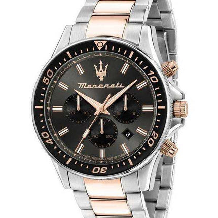 Orologio da uomo Maserati Sfida cronografo bicolore in acciaio inossidabile con quadrante nero al quarzo R8873640002 100M