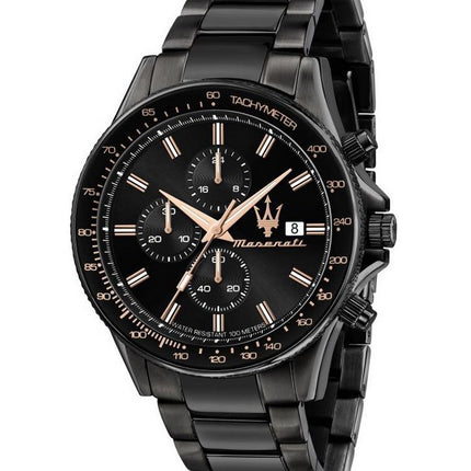 Orologio Maserati Sfida Cronografo Quadrante Nero Quarzo R8873640011 100M Orologio da Uomo