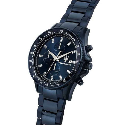 Orologio da uomo Maserati Sfida Sport Cronografo in acciaio inossidabile quadrante blu al quarzo R8873640023 100M