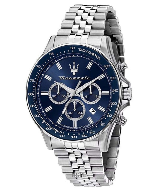 Maserati Sfida Cronografo Acciaio Inox Quadrante Blu Sunray Quarzo R8873640025 100M Orologio da Uomo
