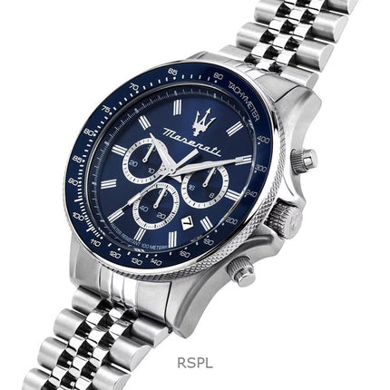 Maserati Sfida Cronografo Acciaio Inox Quadrante Blu Sunray Quarzo R8873640025 100M Orologio da Uomo