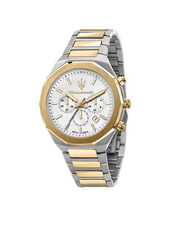 Orologio da uomo Maserati Stile Cronografo bicolore in acciaio inossidabile quadrante bianco R8873642009 100M
