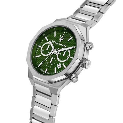Orologio da uomo Maserati Stile Cronografo in acciaio inossidabile quadrante verde al quarzo R8873642011 100M