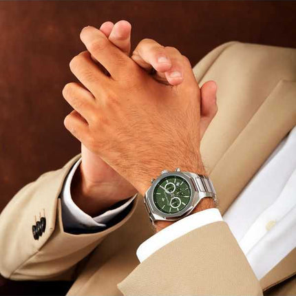 Orologio da uomo Maserati Stile Cronografo in acciaio inossidabile quadrante verde al quarzo R8873642011 100M
