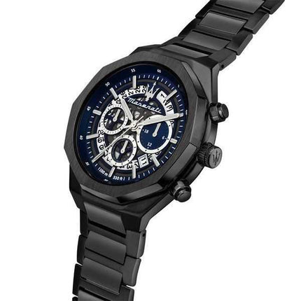 Orologio da uomo Maserati Stile Cronografo in acciaio inossidabile quadrante scheletrato blu al quarzo R8873642012 100M