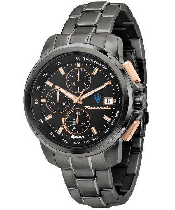 Orologio da uomo Maserati Successo cronografo acciaio inossidabile quadrante nero solare R8873645001