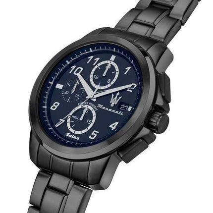 Orologio da uomo Maserati Successo in edizione limitata, cronografo in acciaio inossidabile, quadrante blu, solare, R8873645006