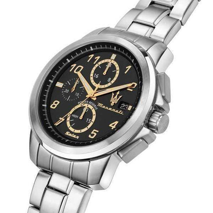Orologio da uomo Maserati Successo in edizione limitata, cronografo in acciaio inossidabile con quadrante nero solare R887364500