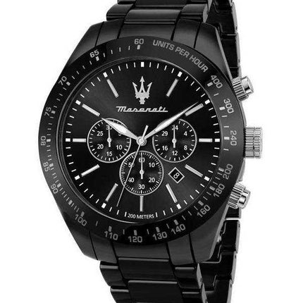 Orologio da uomo Maserati Traguardo cronografo in acciaio inossidabile con quadrante nero al quarzo R8873650001 200M
