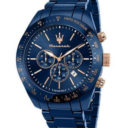 Maserati Traguardo cronografo acciaio inossidabile quadrante blu Diver's Quartz R8873650002 200M orologio da uomo