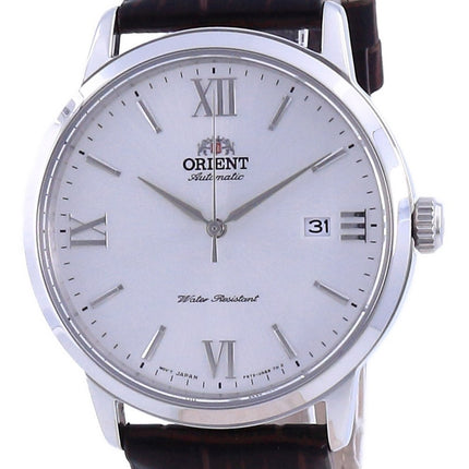 Orologio da uomo automatico RA-AC0F12S10B in pelle con quadrante bianco contemporaneo Orient