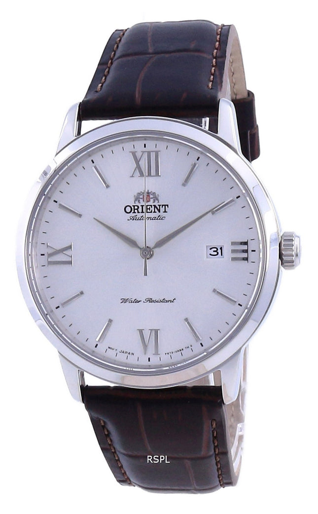 Orologio da uomo automatico RA-AC0F12S10B in pelle con quadrante bianco contemporaneo Orient