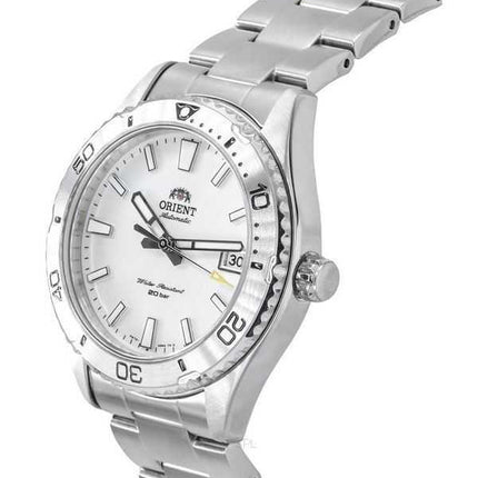 Orologio da uomo Orient Sports Mako in acciaio inossidabile con quadrante bianco, automatico, subacqueo RA-AC0Q03S10B RA-AC0Q03S