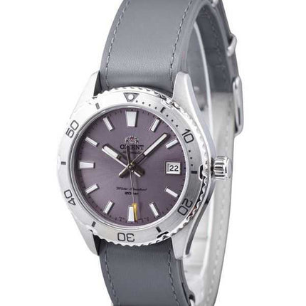 Orologio da uomo Orient Sports con cinturino in pelle e quadrante lilla, automatico, subacqueo RA-AC0Q07V10B RA-AC0Q07V30B 200M