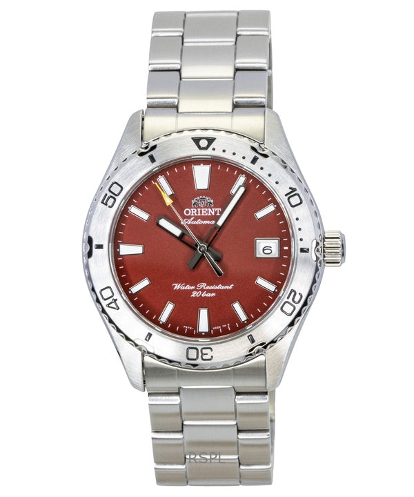 Orologio da uomo Orient Mako in acciaio inossidabile con quadrante rosso, automatico, subacqueo, RA-AC0Q09R, 200 m