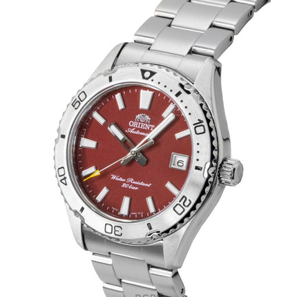 Orologio da uomo Orient Mako in acciaio inossidabile con quadrante rosso, automatico, subacqueo, RA-AC0Q09R, 200 m
