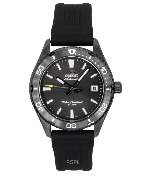 Orologio da uomo Orient Mako con cinturino in silicone e quadrante nero, automatico, subacqueo, RA-AC0Q10N, 200 m