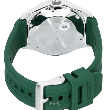 Orologio da uomo Orient Mako con cinturino in silicone e quadrante verde, automatico, subacqueo, RA-AC0Q11E 200M